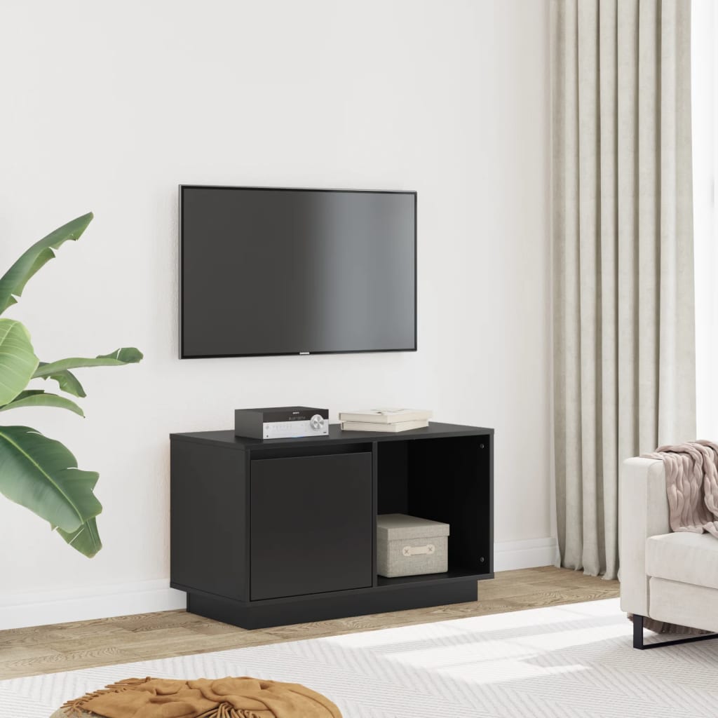 Vidaxl TV Cabinet, Black, 74X35X44 Cm, Solid Pine Wood