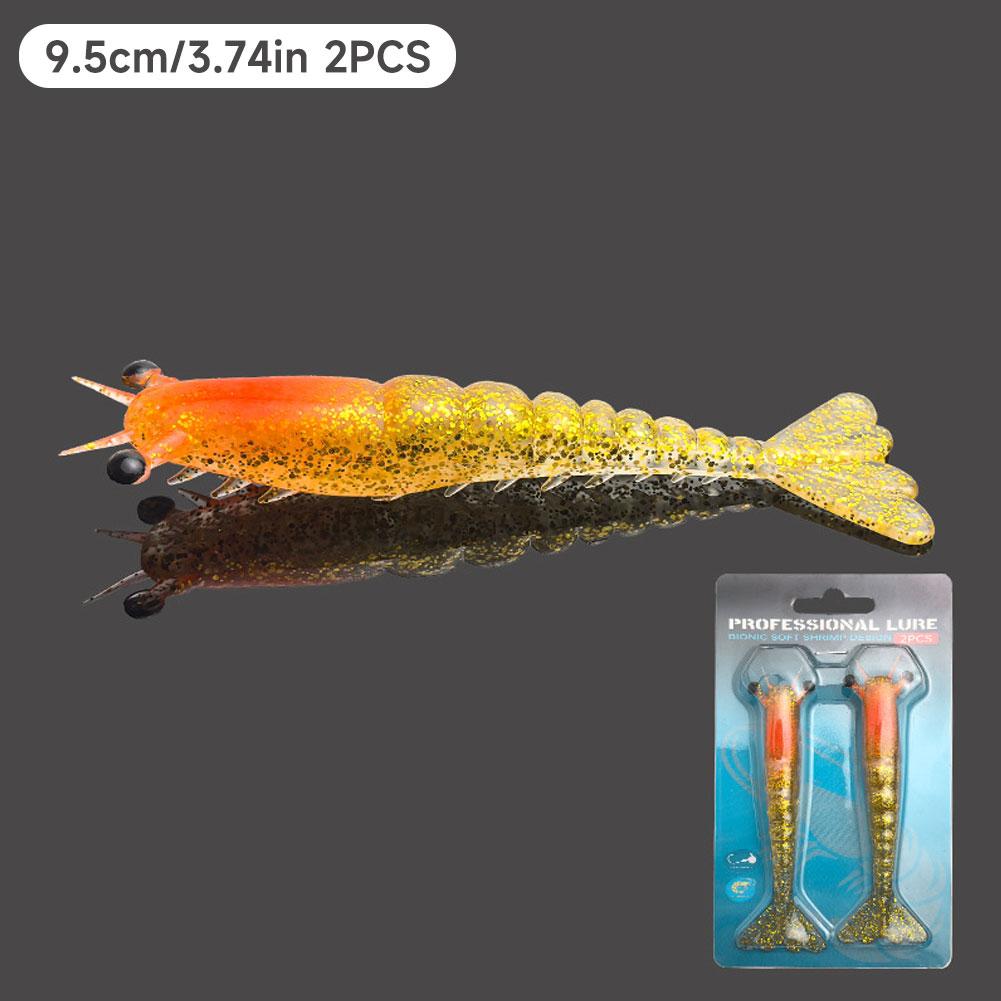 

2pcs 9.5/11.5CM Shrimp-Ultra-Realistic Soft Bait | Slow-Sinking Crankbait Cut-Resistant Design PVC Soft Shrimp Bait Fishing Gear