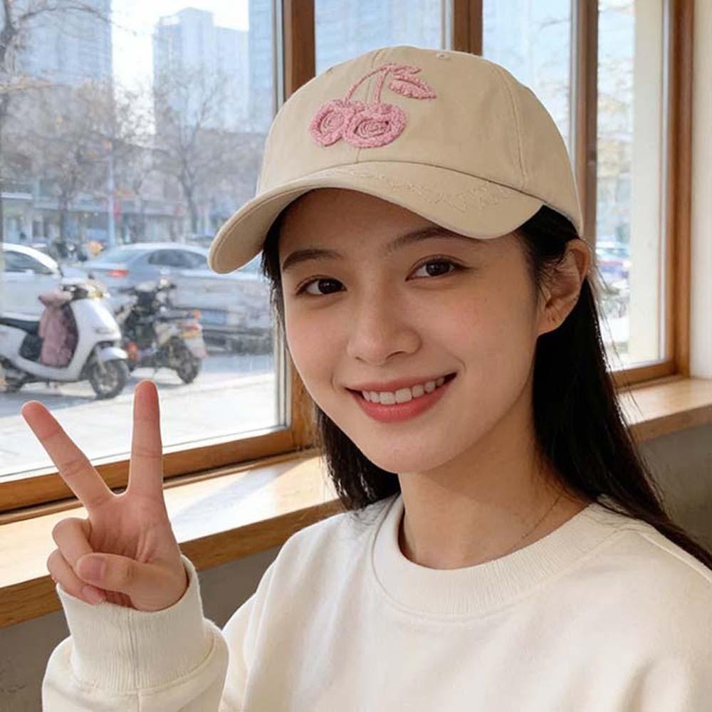 Sunscreen Cherry Baseball Cap Adjustable Sunshade Casquette Casual Embroidered Peaked Hat  Sports