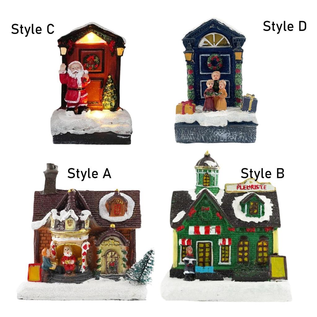 Lighted up Village House Xmas Ornament for Cabinet Livingroom Home
