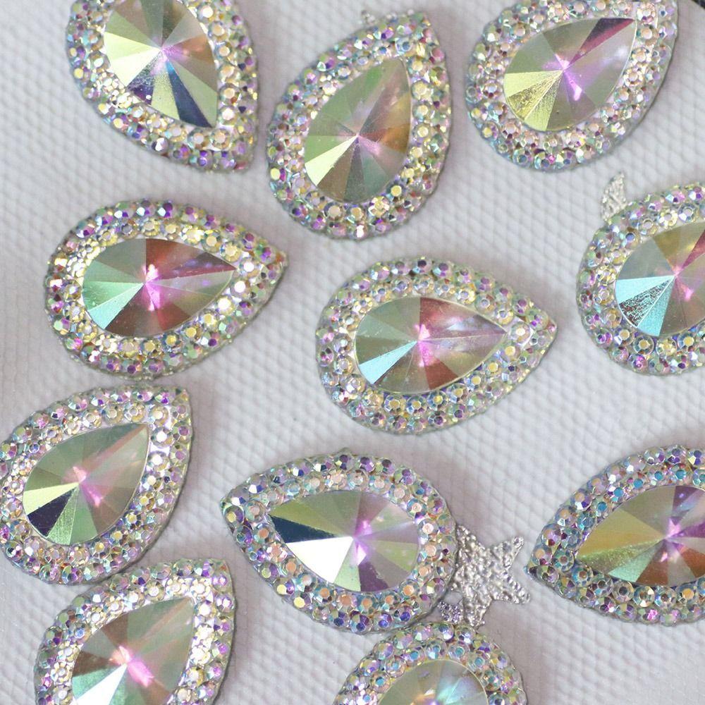 Smycken Handgjorda Dekorationer Crysta AB Kristallstenar Färgglada Harts Ornament Glitter Vattendroppe Strass Flatback Applikation
