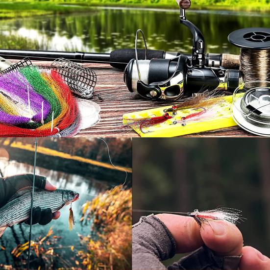 100Pcs Fly Tying Material Fishing Tackle Lure Hook Lines Feather Accessories