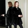 Hooded mid-length imitation mink fleece coat