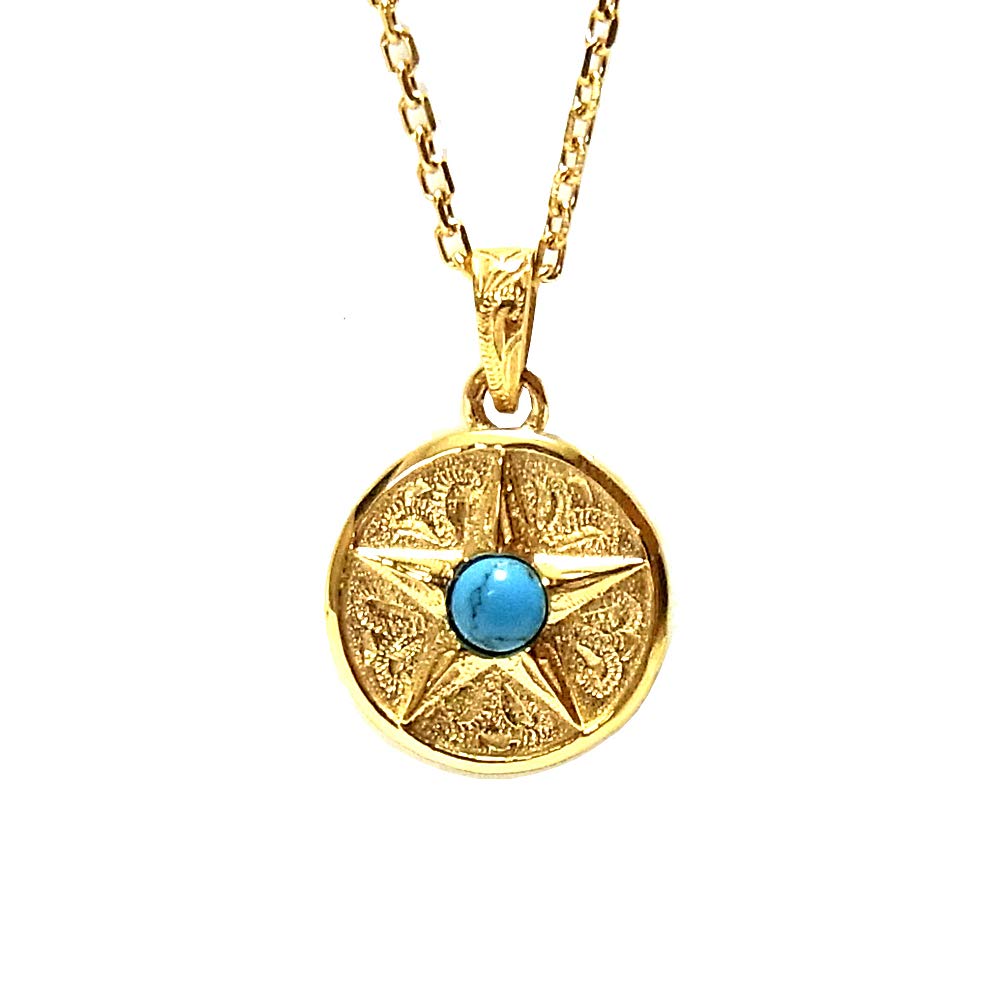 

Hawaiian Jewelry Turquoise Star Necklace Metal Allergy Friendly Surgical Stainless Steel 316L [silver tree] (Gold) золотий