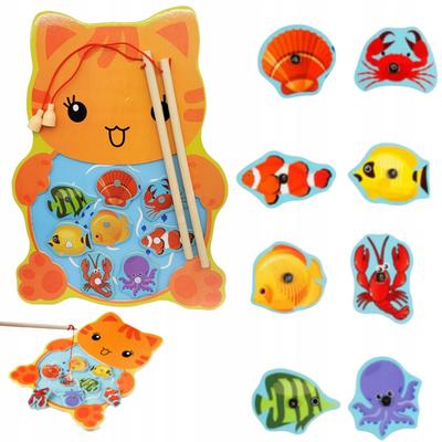 Game Fishing Fish Cat Eco Wood Two Rods Magnetic