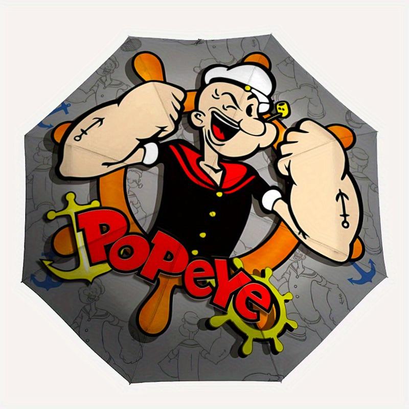 

1pc Popeye Sailor Home Essential Cute Cartoon Umbrella, Portable Folding Umbrella with Durable Iron Frame 8 Ribs, 070