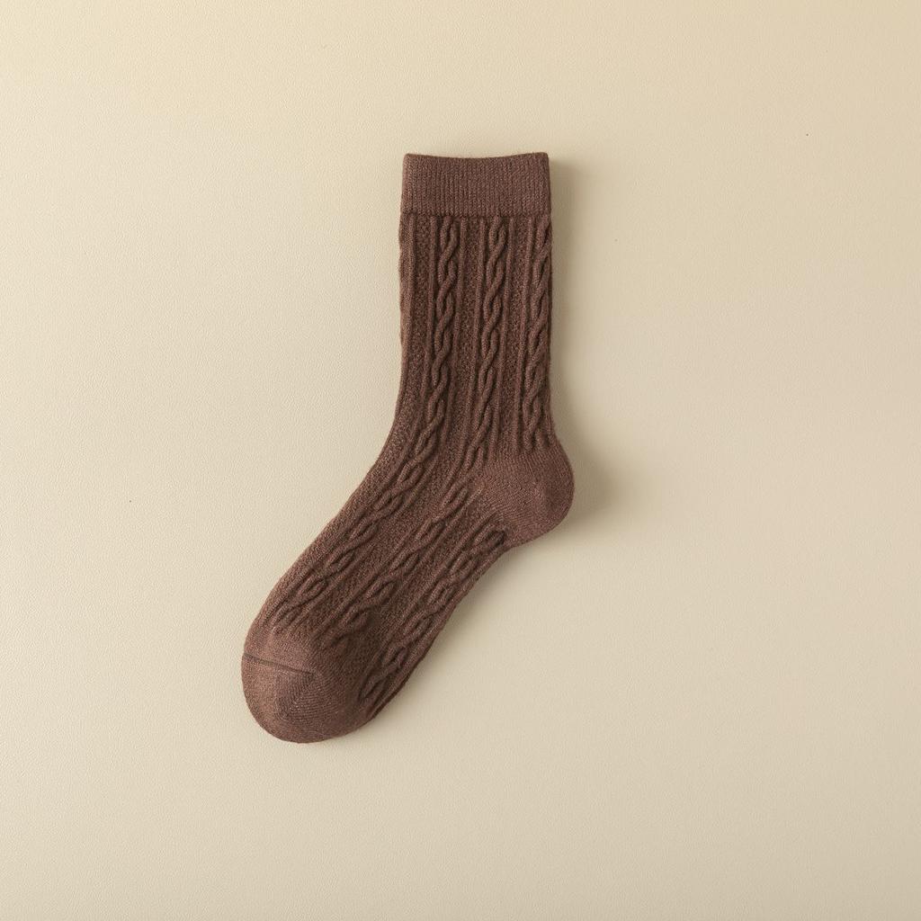 2/3/5 Pairs Autumn and Winter Women's Wool Socks Solid Color Thick Warm Socks Soft and Comfortable Socks