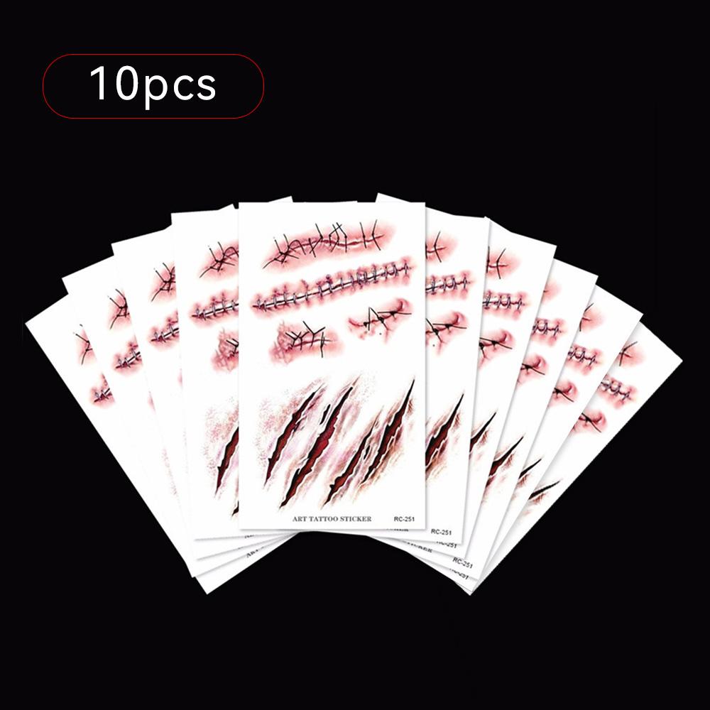 

Хэллоуин Татуировки Шрамы Зомби Водостойкие 3D Тату Наклейка со Следом Укуса с Искусственной Коркой Страшный Кровавый Макияж Костюм Поддельная Татуировка