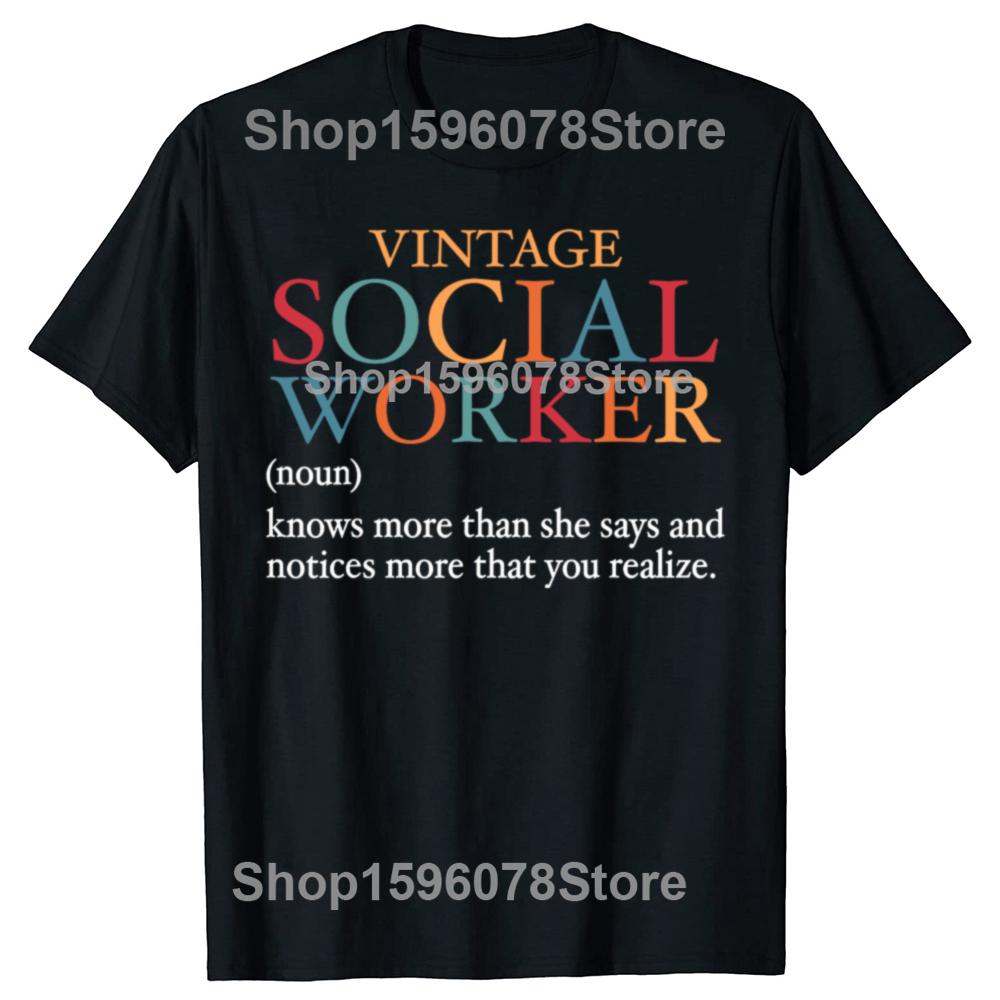 T-shirt Divertenti Definizione Assistente Sociale Vintage Uomo Donna Casual Cotone Umorismo Streetwear Maglietta Manica Corta Abbigliamento Unisex