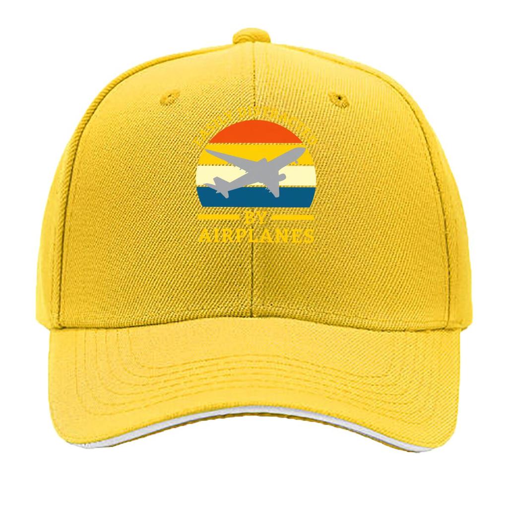 Easily Distracted By Airplanes Vintage Airplane Silhouette Graphic Sandwich Baseball Cap Unisex Women Sun Cap Outdoor Workouts Hat