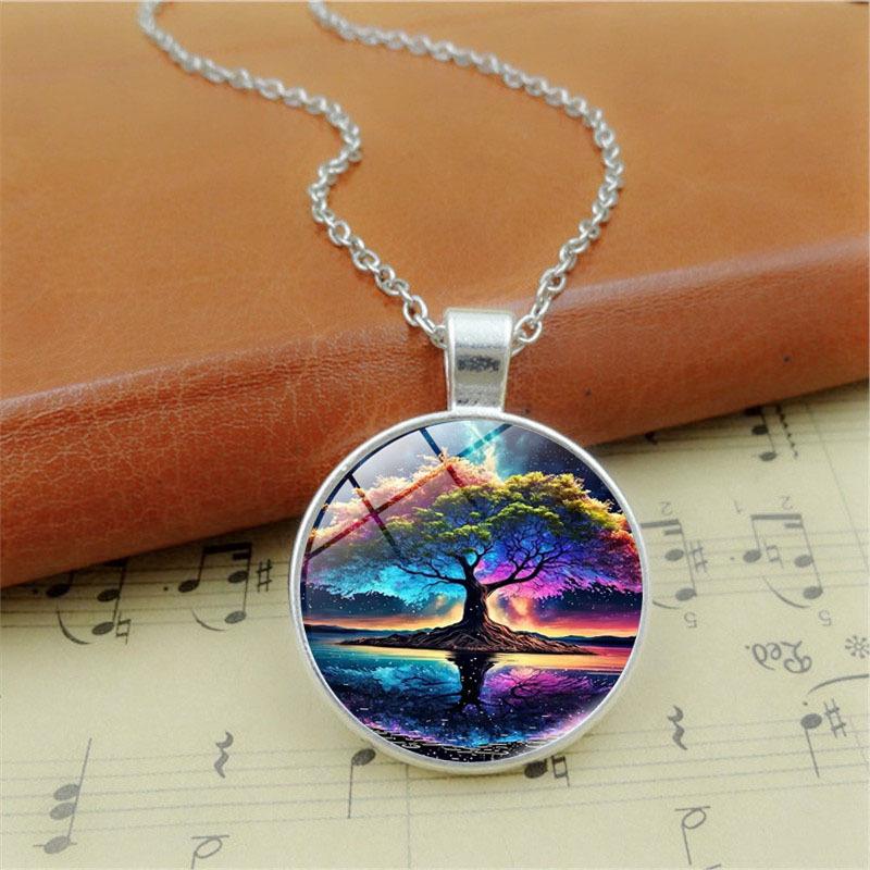 Colorful Tree of Life Time Female Versatile Fashion Retro Jewelry Pendant Necklace