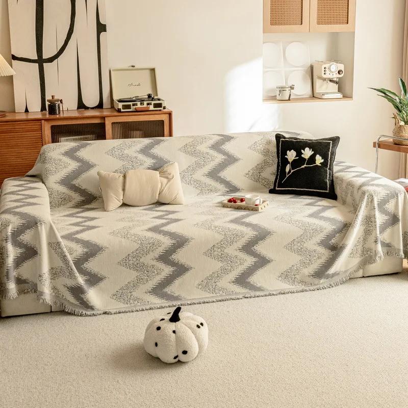 

Чехол для дивана EIFLOY-Wavy Pattern Chenille, 3-местный, с защитой от царапин от кошек, чехол для углового дивана в гостиной, полотенце для кресла 180x150cm серый