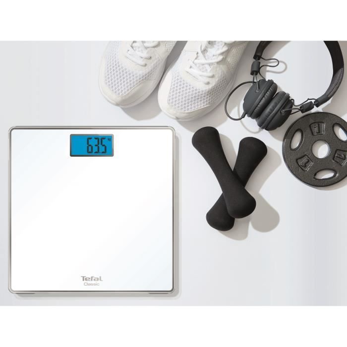 Tefal PP1501V0 Classic Pèse-personne 31 X 31 Cm, Capacité Maxi 160 Kg, Graduation 100 G, Afficheur Rétro-éclairé, Piles Incluses