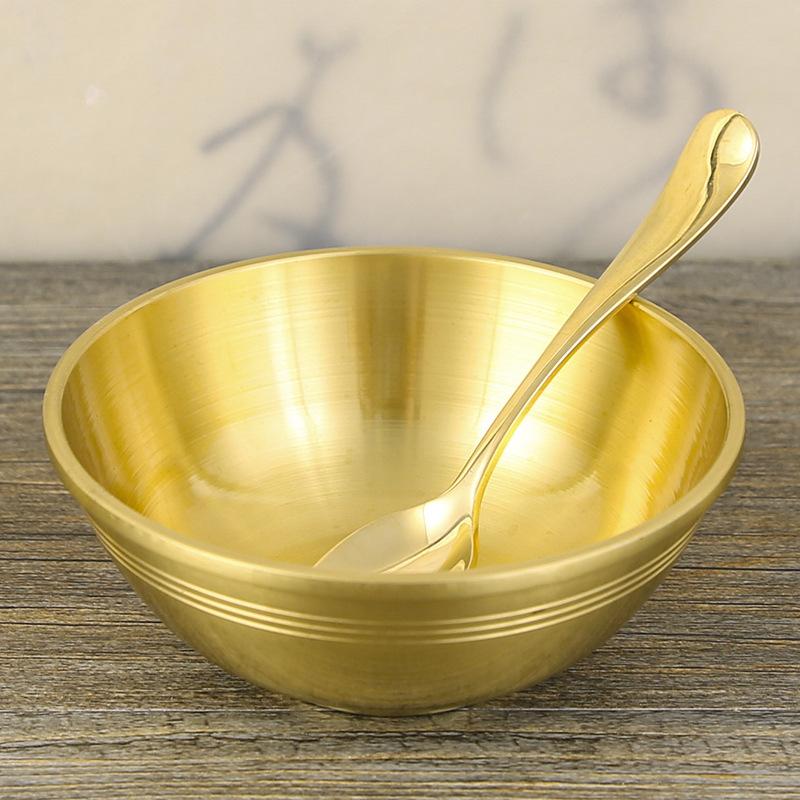 

Pure Copper Thickened Copper Bowl Tableware Ornament Set Size Copper Bowl and Chopsticks Household Gold Rice Bowl Home Furnishings