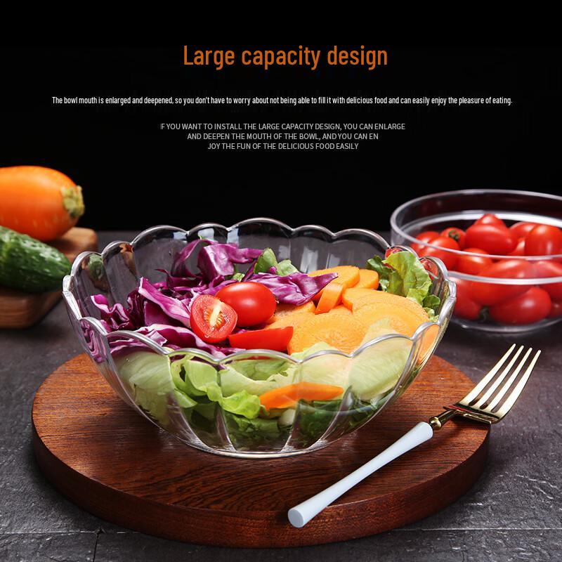 ZISIZ 7-inch Transparent Round Plastic Bowl Set