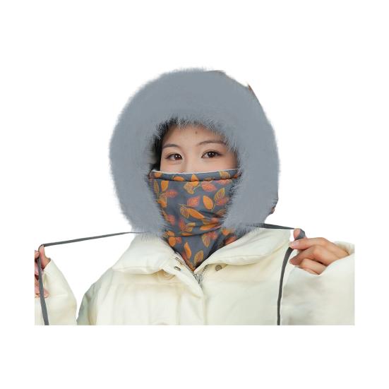 Balaclava Ski Face Cushion for Women Fleece Lined Windproof Floral Scarf Hat Thermal Face Guard Neck Warmer for Cold Weather
