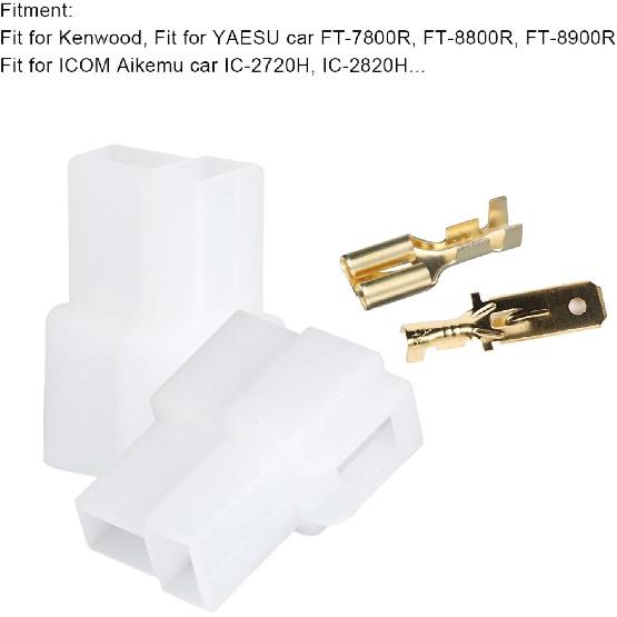 T Type Power Plug, T Type 2 Pin Power Plug Car Radio Cable Connectors Set, Power Plug T Type 2 Power Plug Cable Connectors Set Fit for FT-7800R,