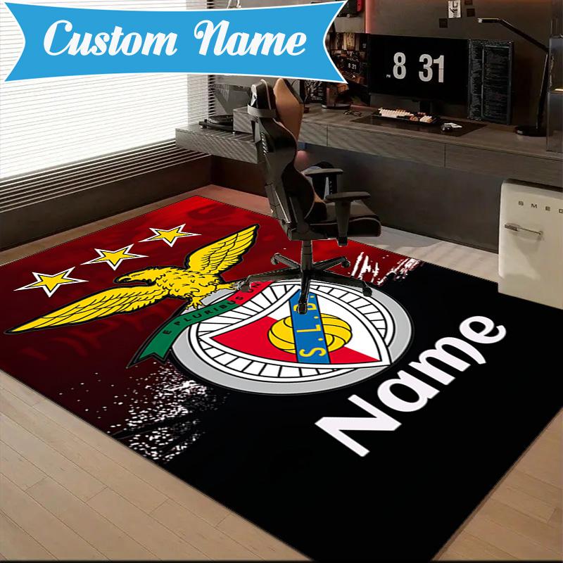 Tappeto Personalizzato con Nome Stemma Calcio Benfica, Tappeto da Gioco, Tappetino per Camera da Letto Soggiorno Ingresso, Idea Arredo Casa Regalo per Natale Compleanno