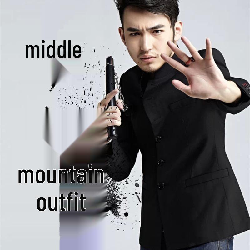 Men's Youth Slim Fit Zhongshan Suit: Stand Collar Casual Chinese Style Wedding Dress 16