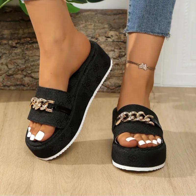 Fashion Women Platform Slippers Outdoor Floral Slippers Ladies 2025 New Summer Women Shoes Designer Flat Sandals Beach Slides Women