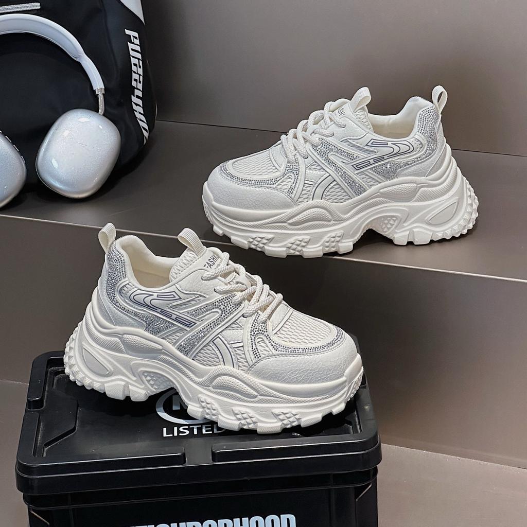 Leather Daddy Shoes Women's Autumn 2025 New Breathable Versatile Thick-soled Height Increasing Casual Lightweight Fashion Sports Running Shoes