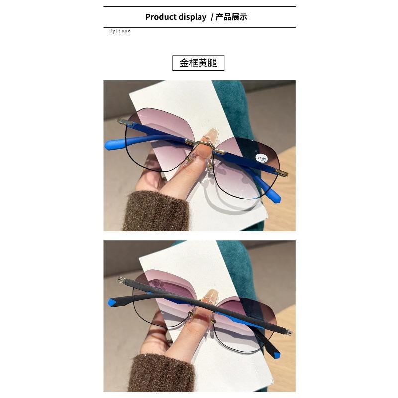 Modische Lesebrille für Damen Anti-Blaulicht-PC-Augenbrille Weibliches Luxusdesign Zweifarbige Rahmen Presbyopie-Brille 1