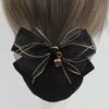 Vintage Simple Spring Clip Retro Elegant Cloth Mesh Snood Bow headwear Women Headdress Hairnet