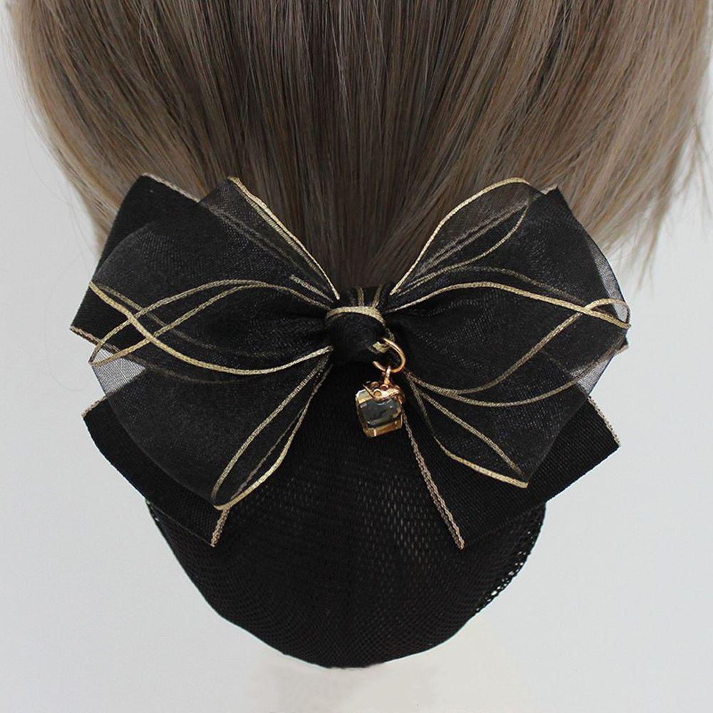 Vintage Simple Spring Clip Retro Elegant Cloth Mesh Snood Bow headwear Women Headdress Hairnet