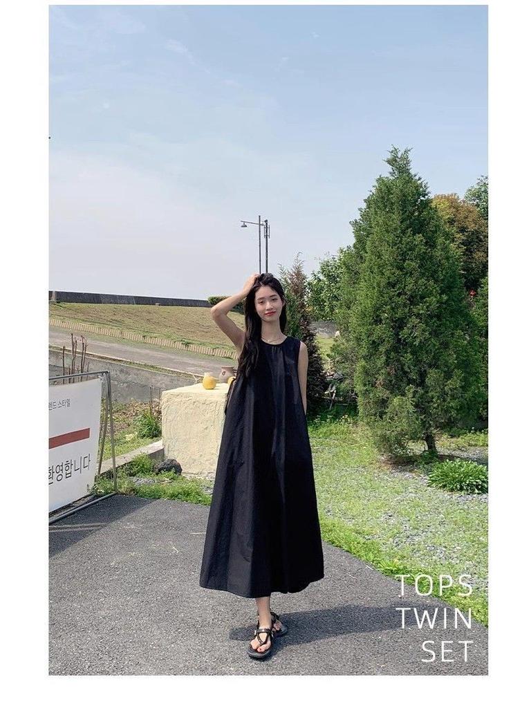 Women's Casual Sleeveless Pleated A-line Dress with Hollow-Out Design
