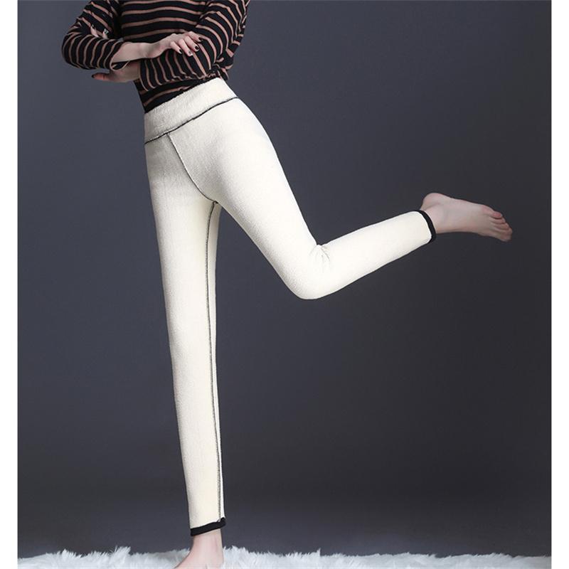 Winter Damen High Waist Leggings Damen Einfarbig Legging Bequem Superdick Warmhalten Dehnbar Leggings Samt Warme Hose