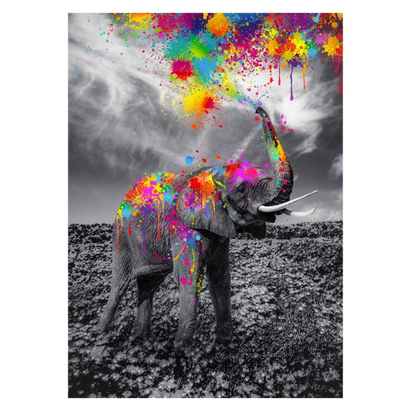 Graffiti-Elefant, der Regenbogen sprüht, Leinwandgemälde, Tierposter und Drucke, moderne Wandkunst für Wohnzimmer, Heimdekoration