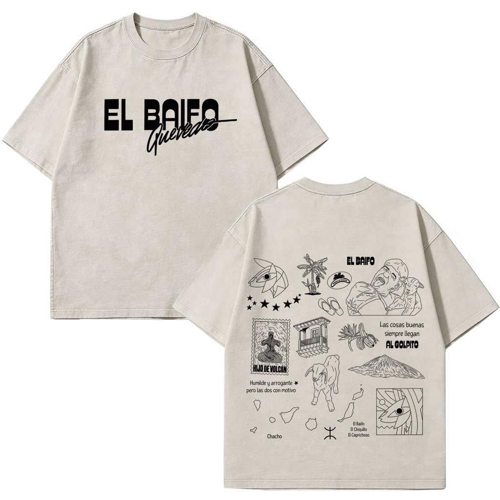 Quevedo El Baifo Album 2026 Tour Graphics Vintage Washed T Shirt Men Women Fashion Tshirt Shortsleeved Loose Cotton Tshirts