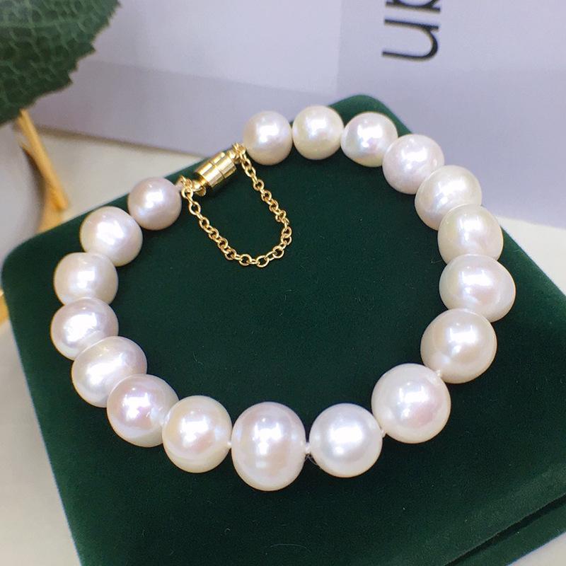 Women s Freshwater Pearl Bracelet - White & Pink, Irregular 8-9mm Pearls, Magnetic Clasp. One Size