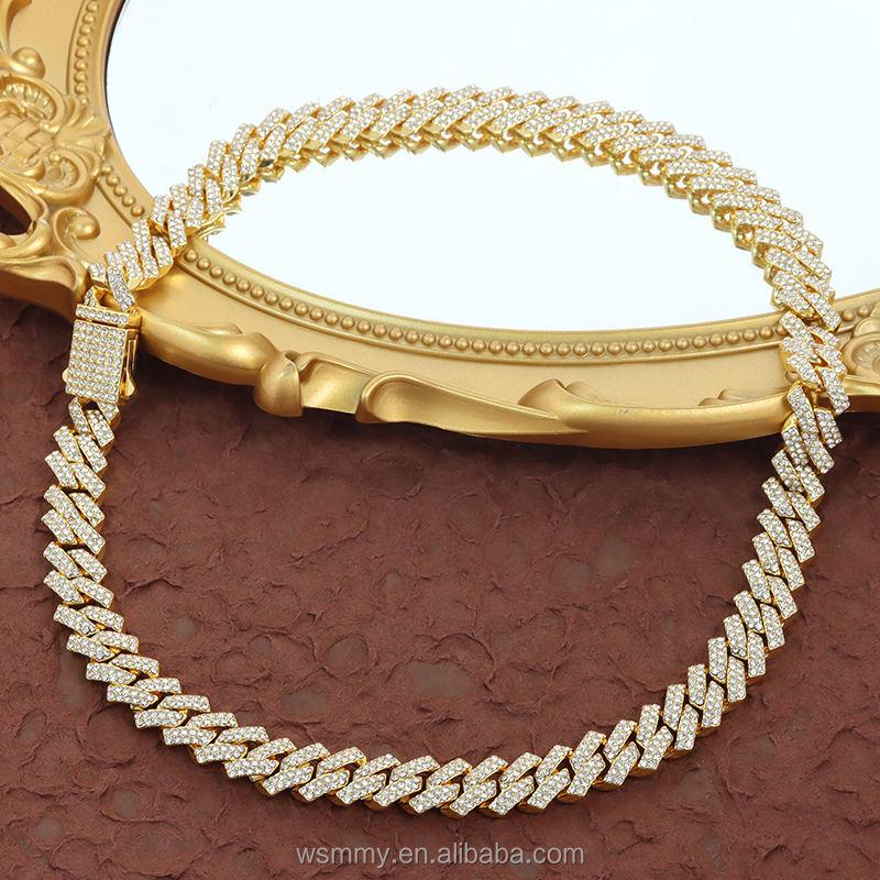 Hip Hop Rapper Sterling Silver Link Chain Custom Moissanite Cuban Bling Diamonds Mens Cuban Link Chain