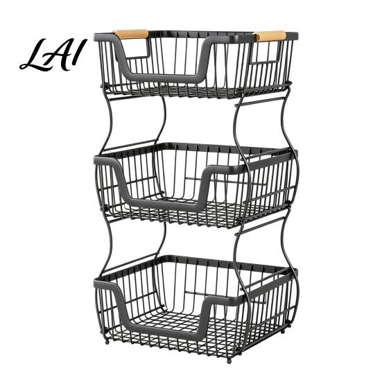 Office Desk Storage Shelf 2/3 Layer Countertop Organizer Rack Heavy Duty Fruit Basket Stand Sturdy Desktop Space Saving Carbon Steel Rack
