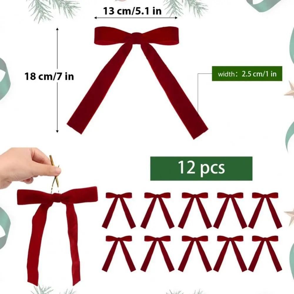 12/24 Pcs/set Velvet Velvet Ribbon Bow Red Wreath Bow New Christmas Tree Decoration  Christmas Gift