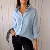 Camicia da Donna con Collo a Revers Manica Lunga Monopetto Top Camicia Colore Unico Vestibilità Larga Camicia Casual Top da Lavoro da Ufficio Streetwear