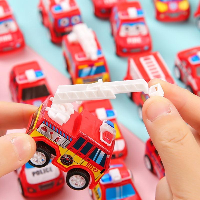 5Pcs Children'S Birthday Party Favors Baby Shower Gift Kids Cartoon Mini Pull Back Fire Truck Police Car Toys Diy Decoration