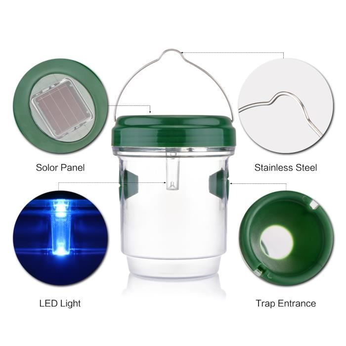 Wasp Trap; Flies; Solar with LED Light; Set of 2