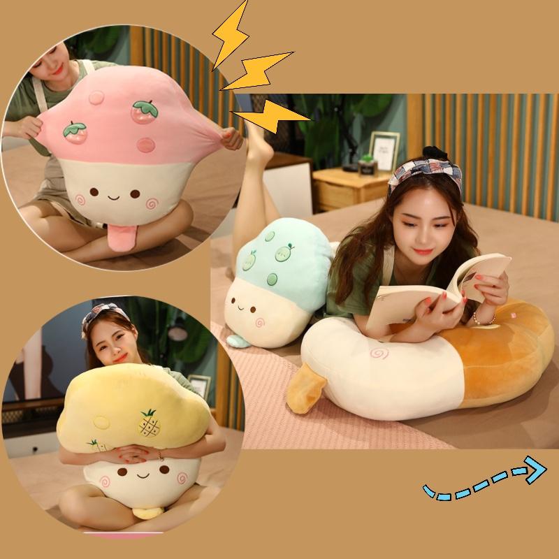 Cute Ice Cream Throw Pillow Plush Doll Soft And Colorful Design Perfect For All Ages