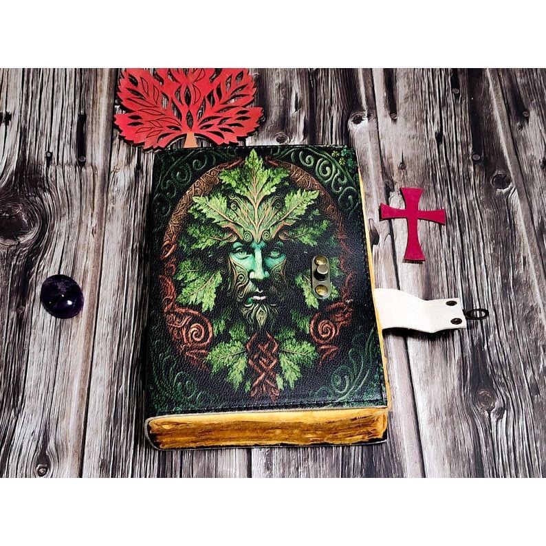 Handmade Leather Journal Tree of Life Journal Diary | Green 7/5 Tree of Life Notebook | Writing Leather Notebook Antiq Notpad Book