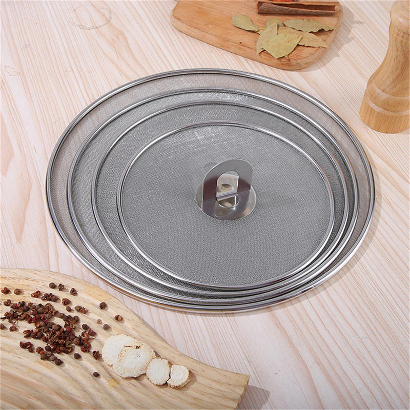 Stainless Steel Splatter Screen Mesh Pot Lid Cover Silver Oil Frying Pan Lid Cooking Tools Kitchen Gadgets Diameter 25/29/33cm