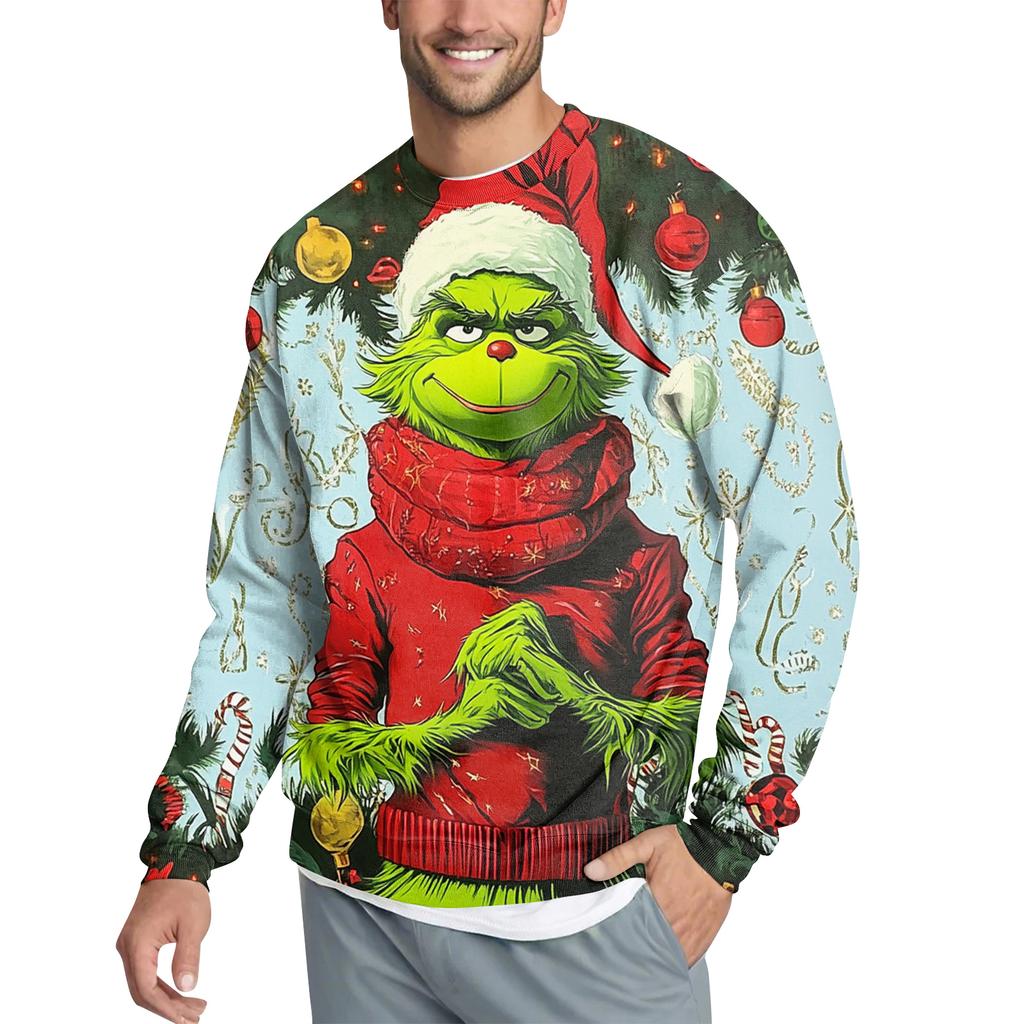 Men's Casual Fashion Printed Round Neck Pullover Sweatshirt