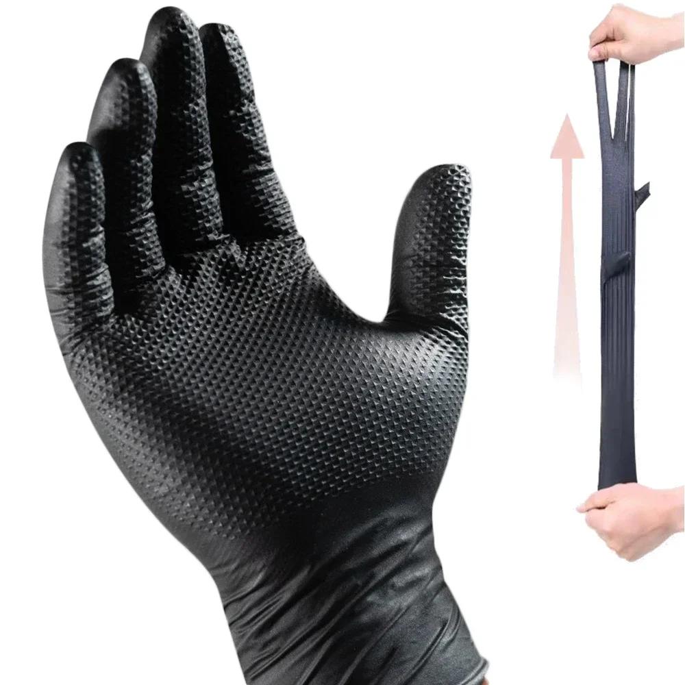 Thick Heavy Duty Nitrile Gloves 8Mil Extra Mechanic Home Garden Disposable Glove with Textured Grip Antislip Safety Work Gloves