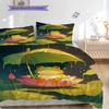 Frog Pattern Bedding Quilt Set Quilt Cover Pillowcase Home Decoration Birthday Gift (1 * Duvet Cover + 2 * Pillowcase, Without Core)