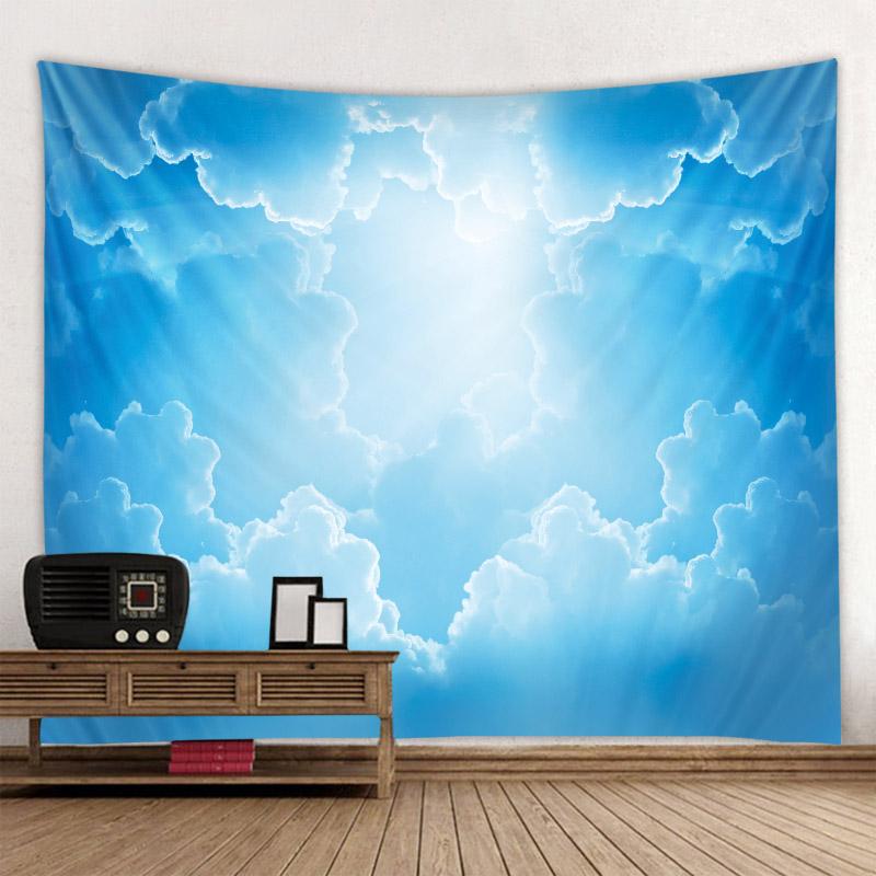 Blue sky and white clouds tapestry wall hanging hippie room background cloth boho home decor beach mat yoga mat sofa bed sheet