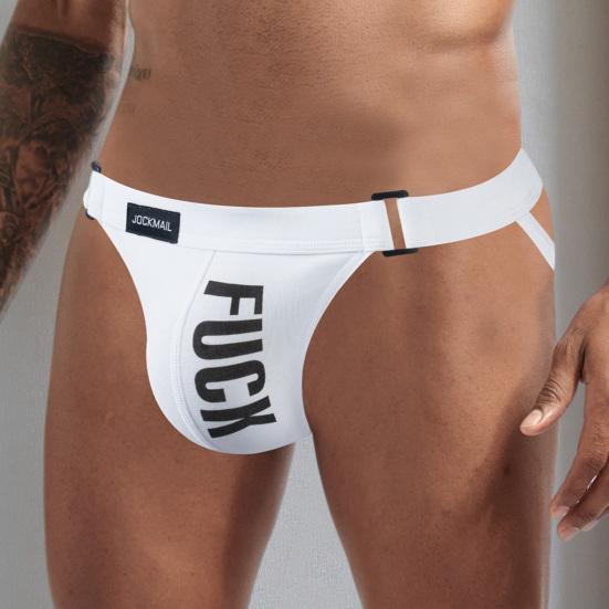 JOCKMAIL Men Briefs Letter Print Hip Lift Male Good Stretch Sexy Thong