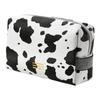 Portable Makeup Bag Cow Print Waterproof PU Toiletry Bag Fashionable Zipper Makeup Pouch for Travel