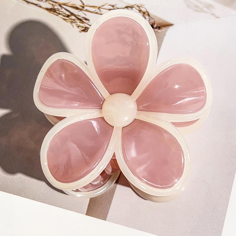 Colorful Contrasting Frangipani Hairpins Flower GrabbersSweet Back of The Head Updo Shark Hairpins