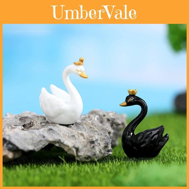 Adorable Resin Miniature Swan Figurines Colorful Cartoon Animal Decor Set